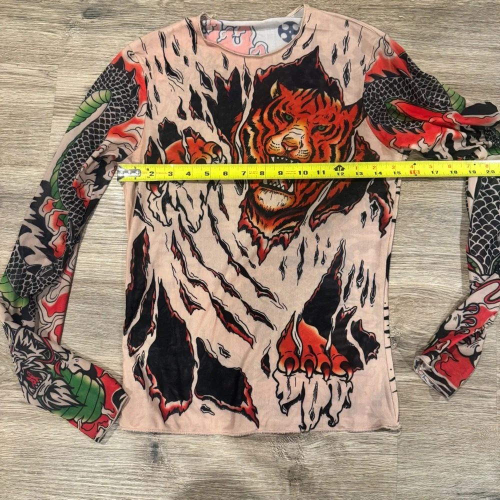 Mesh Tiger Dragon Print Too - Picture 2 of 3